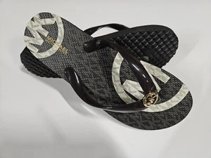 MICHAEL KORS espresso brown Flipflop Sandals MK Logo Jet-Set Jelly CHOOSE SIZE! - Picture 1 of 6