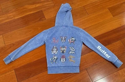 Auténtica sudadera con capucha azul con cremallera Butter para niñas, tema cachorro talla pequeña Foto 1 de 4