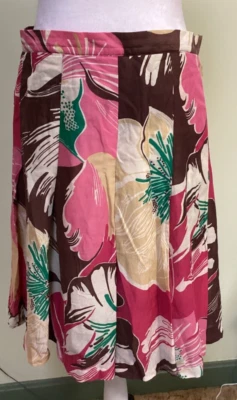 AK Anne Klein Women's Size 10 Floral Silk Blend Lined Pleated A-Line Skirt - Image 1 of 4