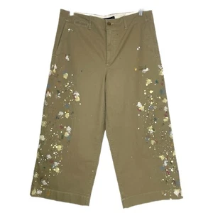 Polo Ralph Lauren Paint Splatter Tan Chino Wide Leg Pants Sz 14 - Picture 1 of 14