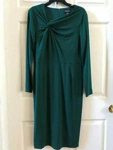 Liz Claiborne Women's V-Neck Long Sleeve Night Forest Green Dress Sz 10 NWT $74 - Picture 1 of 4