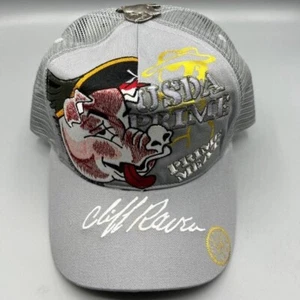 Vintage Cliff Raven Mütze grau Ed Hardy japanisches Tattoo Druckknopflasche Trucker Cap 90er - Bild 1 von 7