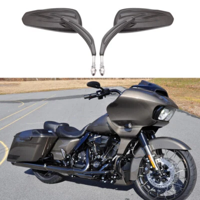 Black Motorcycle Rearview Side Mirrors For Harley Davidson Road Glide CVO Custom - Image 1 of 4