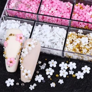 Mixed Size Nail Art Decoration Acrylic Flower Nail Rhinestones Nails Charms - Picture 1 of 11