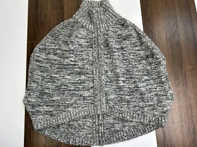 Poncho Banana Republic Feminino XS Cinza Zíper Completo Capa Suéter Alpaca Gola Alta - Imagem 1 de 4