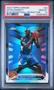2023 Topps Chrome Blue Basketball Refractor #64 Kevin Garnett grade PSA 10 Pop 2 - Picture 1 of 1