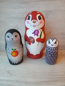 Nesting Dolls for Kids Squirrel Hedgehog Owl Nesting Dolls Animals Educational - Picture 1 of 9