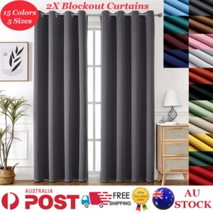 2X Blockout Curtains Blackout Window Curtains Draperies Pair Eyelet for Bedroom - Bild 1 von 54