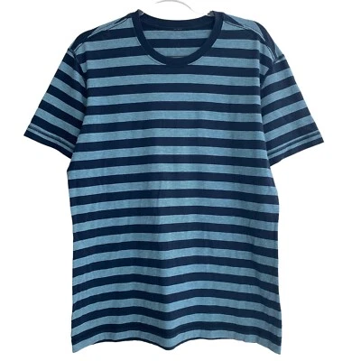 Lululemon Men's Everyday Striped Short Sleeve Crew Neck T-Shirt Navy Blue Size M - Image 1 of 4