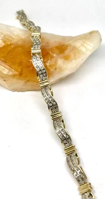 Brazalete de diamantes de oro amarillo de 10 K de 1,60 tcw con valoración de tarjetas de 7 1/4" Foto 1 de 4