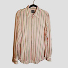 ZARA Shirt Women's 18 EUR 46 Chest 48 Long Sleeve White Pink Striped 100% Cotton