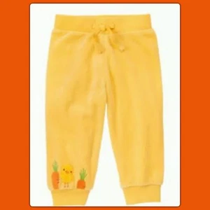 NWT 3-6 mos Gymboree LITTLE DUCKIE cotton VELOUR YELLOW SWEAT PANTS chick Spring - Picture 1 of 2