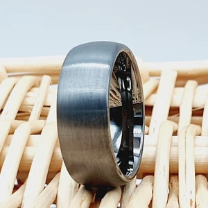 Gunmetal Tungsten Ring Wedding Band, Matching Couple Ring Dark Gray Groom Ring - Bild 1 von 7