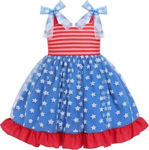 Baby Girl Dress Spaghetti Straps Bow Tulle Tutu Princess Dress Toddler Birthday - Picture 1 of 23