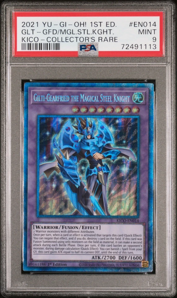 Yugioh Gilt-Gearfried The Magical Steel Knight Collectors Rare PSA 9 KICO-EN014 - Image 1 of 4