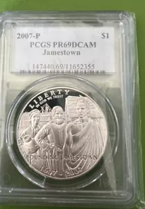 2007-P Jamestown Commemorative Dollar PR70 DCAM PCGS Blue Label - Picture 1 of 15