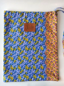 Sseko Uganda Blue Yellow Purple 13" Drawstring Storage Bag - Picture 1 of 8