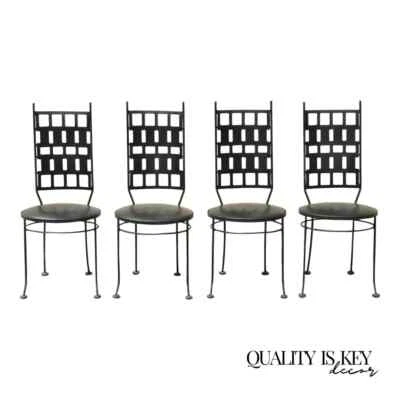 Sillas de comedor modernas vintage de hierro forjado de la era atómica de mediados de siglo - Juego de 4 Foto 1 de 4