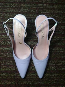 New Escada Purple Leather Women's Size Euro 36.5 Slingback High Heels Sandals sz - Picture 1 of 9