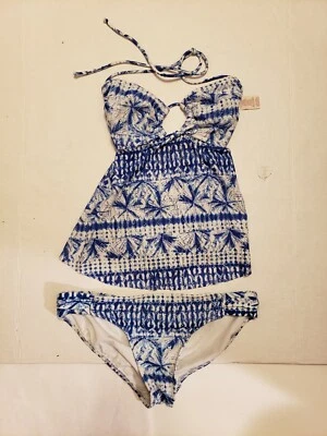 Bikini OP azul y blanco para niños talla mediana (7-9) Foto 1 de 4