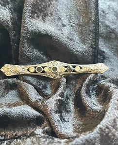 Vintage Pin Brooch Silver Bar Black and Clear CZs - Picture 1 of 4