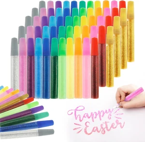 72 Pcs Glitter Glue Pens, 12 Colors Water Based Acrylic Ink Marker with Fine Poi - Picture 1 of 12
