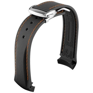 Black & Orange Strap Bracelet for Omega Seamaster Planet Ocean in Rubber - 20... - Picture 1 of 3