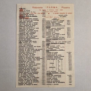 Menú Ristorante Parma de colección famoso restaurante pizzería Roma Italia años 50 - Imagen 1 de 6
