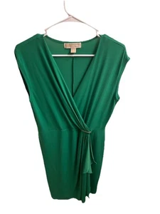 Michael Kors Women’s Kelly Green Faux Wrap Jersey Sheath Dress Size M #709 - Picture 1 of 16