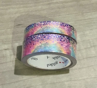 НОВЫЙ Просто Позолоченный Радужный Галстук-краситель с Фиолетовой Лентой Stardust Washi 10 и 15 мм - Изображение 1 из 2