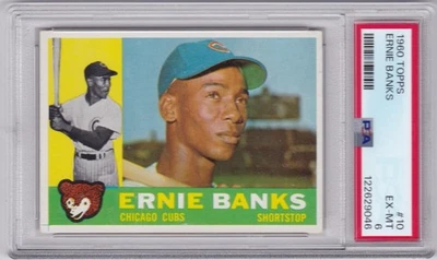 PD: 1960 Tarjeta de béisbol Topps #10 Ernie Banks Chicago Cubs - PSA 6 Foto 1 de 2