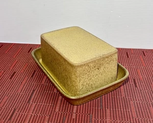 Plato de mantequilla cubierto de gres romany Denby Langley marrón moteado Inglaterra  - Imagen 1 de 7