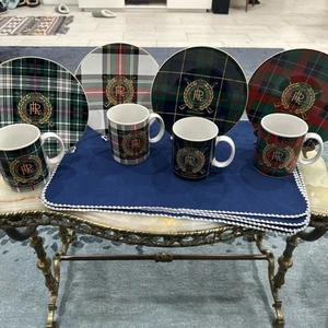 Nuovo raro set tazze piatti plaid Ralph Lauren collezione KILGOUR EQUESTRIAN TARTAN - Foto 1 di 16