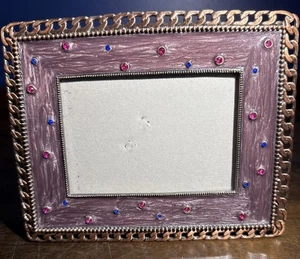 Pier 1 Enamel And Rhinestone Picture Frame with Copper Chain 3.5 X 5 - Picture 1 of 5