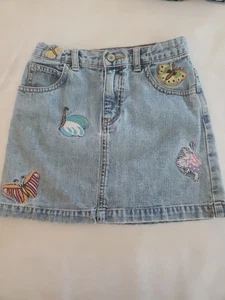 Vtg. GAP Girls Size 7 Light Denim Skirt Embroidered With 9 Butterflies~ Cute!! - Picture 1 of 17
