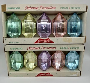 (2) Vintage Jewelbrite Pastell unzerbrechlich reflektierend Kunststoff Weihnachtsschmuck Rarität - Bild 1 von 7