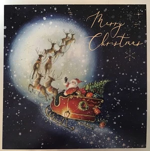 Scatola Pilastro CARTOLINA DI NATALE "Renna e Slitta" Nuova Con Busta POSTA GRATIS - Foto 1 di 3