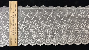 Lacci Borse Ricamate Vintage/Antiche, Bianco, Cotone, Inglese, 9-1/2 Iarde - Foto 1 di 1