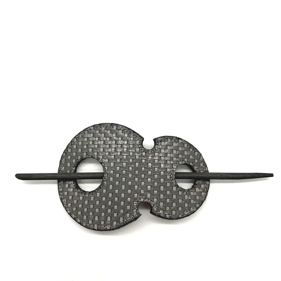 Handmade Genuine Leather Hair Barrette with Stick USA Veteran Made Choose Style - Image 1 of 1