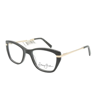 Sean John SJLO 6021 001 Black Shiny Gold Eyeglass Frames 53 20 140 - Image 1 of 4