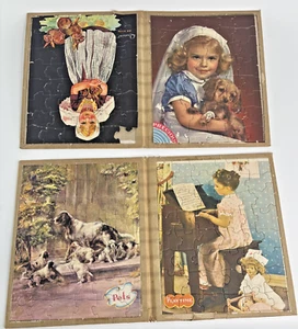 Vintage 2 Picture Puzzle Books Child's Puzzle 1940's-50's Lot of 2 Dogs Children - Picture 1 of 24