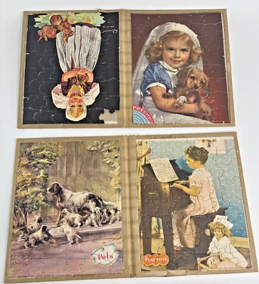 Vintage 2 Picture Puzzle Books Child's Puzzle 1940's-50's Lot of 2 Dogs Children - Image 1 of 4