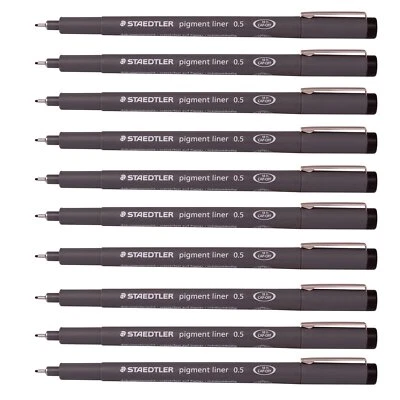 Pigment Liner 0.5 mm Black Pack of 10 - Image 1 of 4