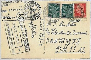 ITALIA RSI: Storia Postale - Cartolina con 2 diversi annulli CENSURA 1942 - Picture 1 of 1