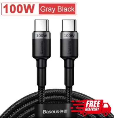 Baseus PD100W USB C Type-C To Type-C Fast Charging Cable Black/Grey - Image 1 of 4