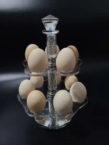 CRUSH DIAMOND EGG RACK EGG HOLDER NEW HOLDS 12 EGGS BLING KITCHEN ROTATING TRAYS - Picture 1 of 2