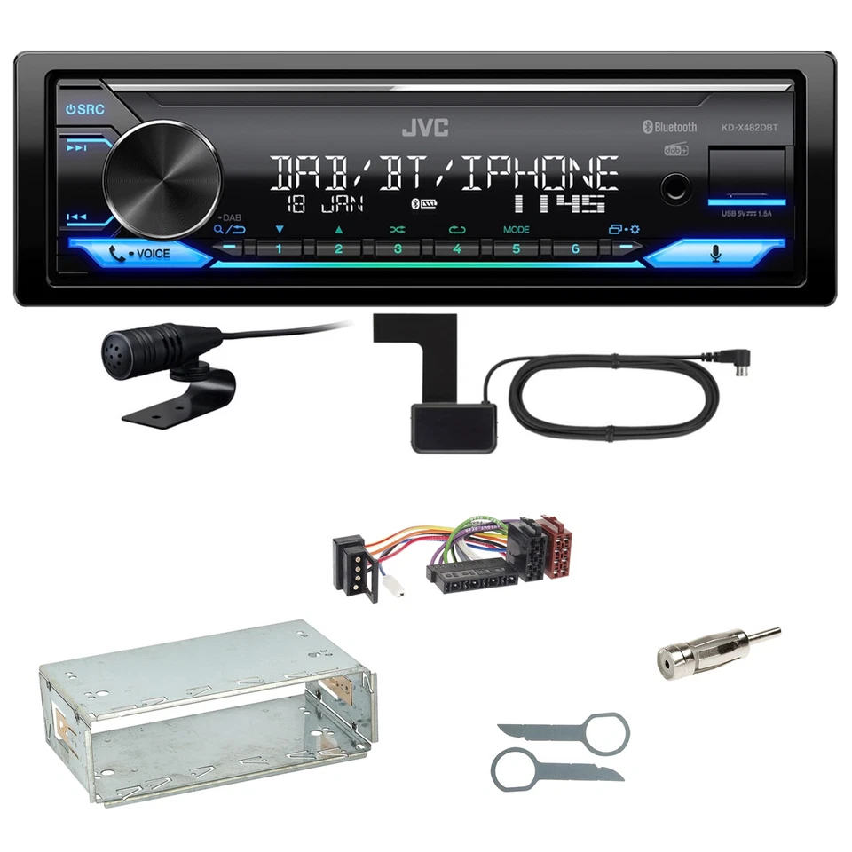 JVC KD-X482DBT Bluetooth Digitalradio Einbauset für Mercedes E-Klasse W124 - Bild 1 von 1