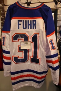Grant Fuhr Edmonton Oilers Autographed Jersey XL COA - Picture 1 of 9
