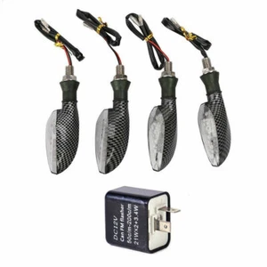 4X LED CARBON INDICATORS For SUZUKI GS500 GSX600 GNX 250 GSX1200 GSX1400 - Picture 1 of 8