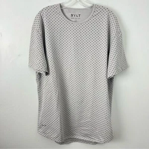 BYLT Drop Cut S/S Men's Gray Polka Dot Shirt size XL Black Gray - Picture 1 of 5